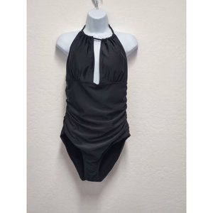 B2PRITY Women's Black One Piece Tummy Control Halter Bathing Swimsuit Sz XL